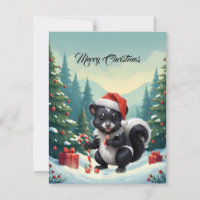 Cute Christmas Skunk Cartoon