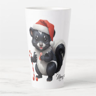 Cute Christmas Skunk Cartoon Latte Mug