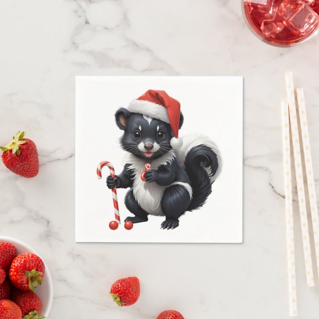Cute Christmas Skunk Cartoon  Napkin (Insitu)