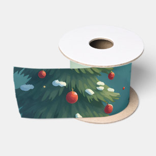 Cute Christmas Skunk Cartoon Satin Ribbon