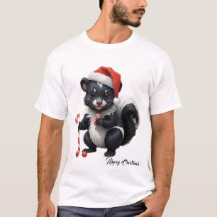 Cute Christmas Skunk Cartoon T-Shirt