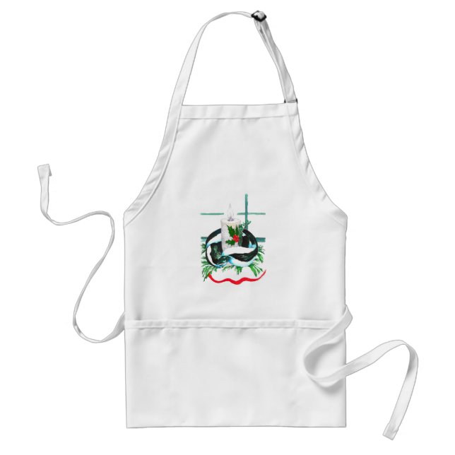 Cute Christmas Skunk Wrapped Candle Holiday Warmth Standard Apron (Front)