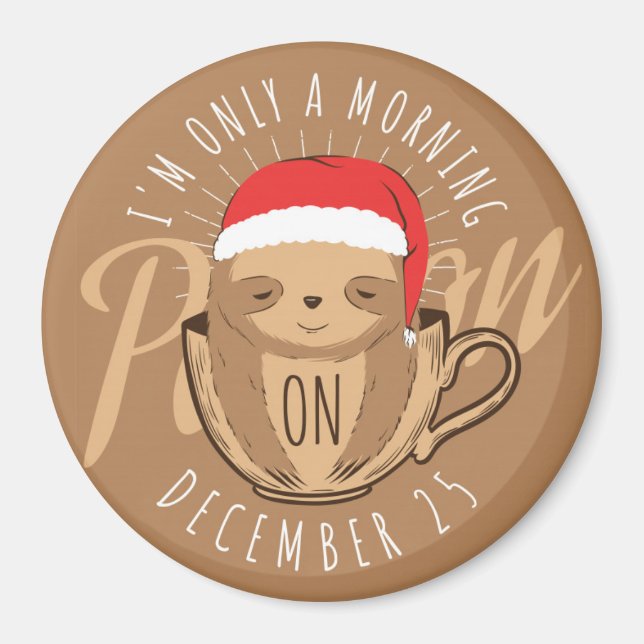 Cute Christmas Sloth Magnet (Front)