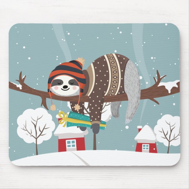 Cute Christmas Sloth Mouse Mat (Front)