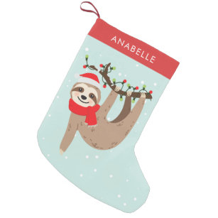 Cute Christmas Sloth Personalised Small Christmas Stocking