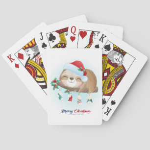 Cute Christmas Sloth  Playing Cards