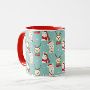 Cute Christmas Sloths And Llamas Mug
