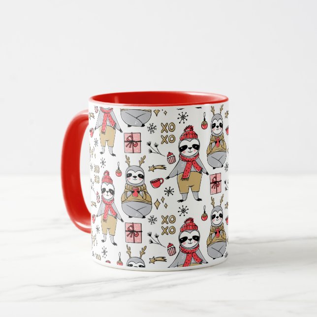 Cute Christmas Sloths Mug (Front Left)
