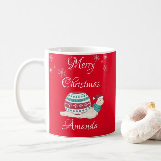 Cute christmas snail  coffee mug (With Donut)