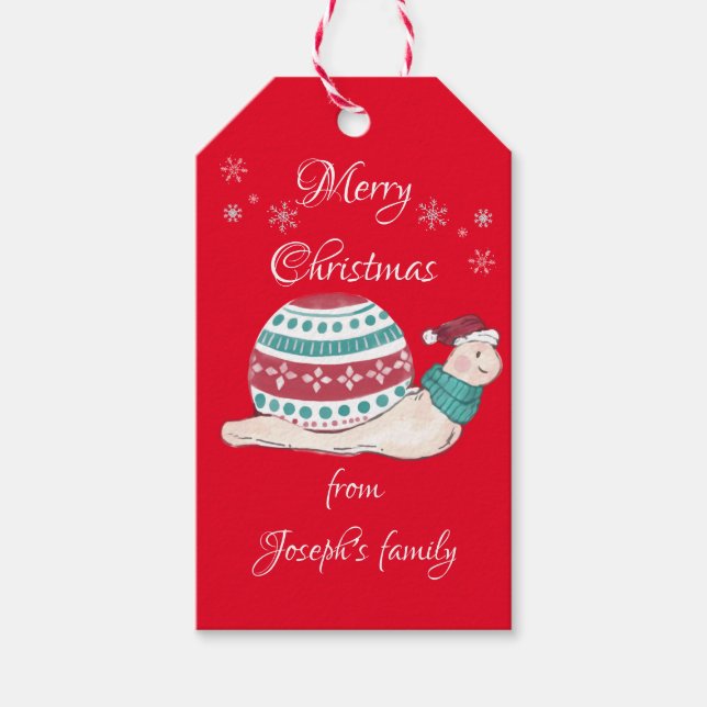Cute christmas snail gift tags (Front)