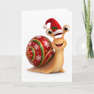 Cute Christmas Snail Mail Holiday Card