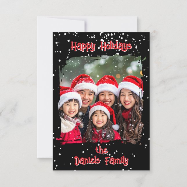 Cute Christmas Snow Family  Photo Card (Front)
