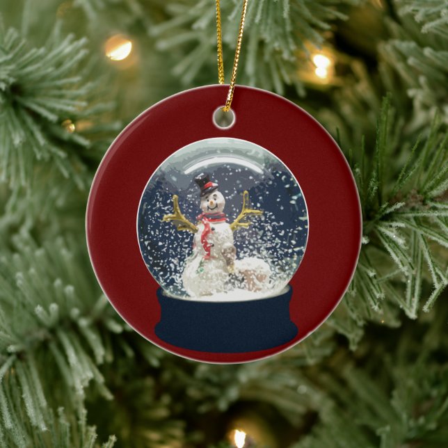 Cute Christmas Snow Globe Happy Winter Snowman Ceramic Tree Decoration (Tree)