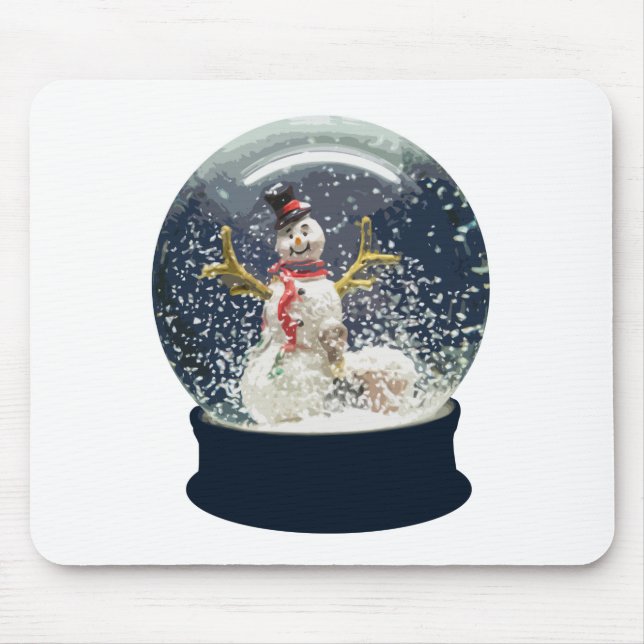 Cute Christmas Snow Globe Happy Winter Snowman Mouse Mat (Front)