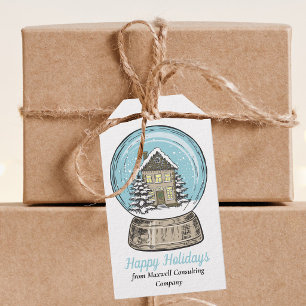Cute Christmas Snow Globe Real Estate Company Gift Tags