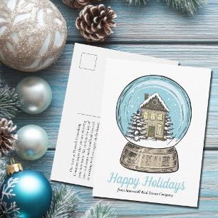 Cute Christmas Snow Globe Real Estate Company Holiday Postcard