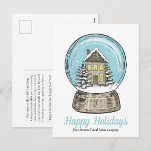 Cute Christmas Snow Globe Real Estate Company Holiday Postcard