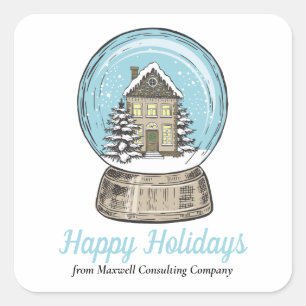 Cute Christmas Snow Globe Real Estate Company Square Sticker