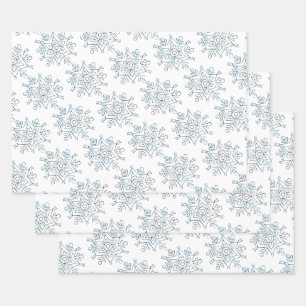 Cute Christmas Snowflakes, Winter Snow Blizzard Wrapping Paper Sheet