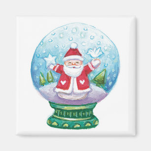Cute Christmas Snowglobe Santa Claus, Star, Bird Magnet