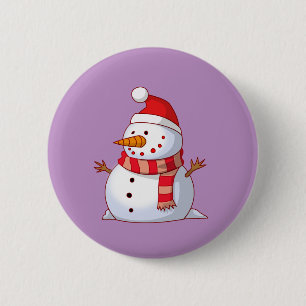 Cute Christmas Snowman 6 Cm Round Badge