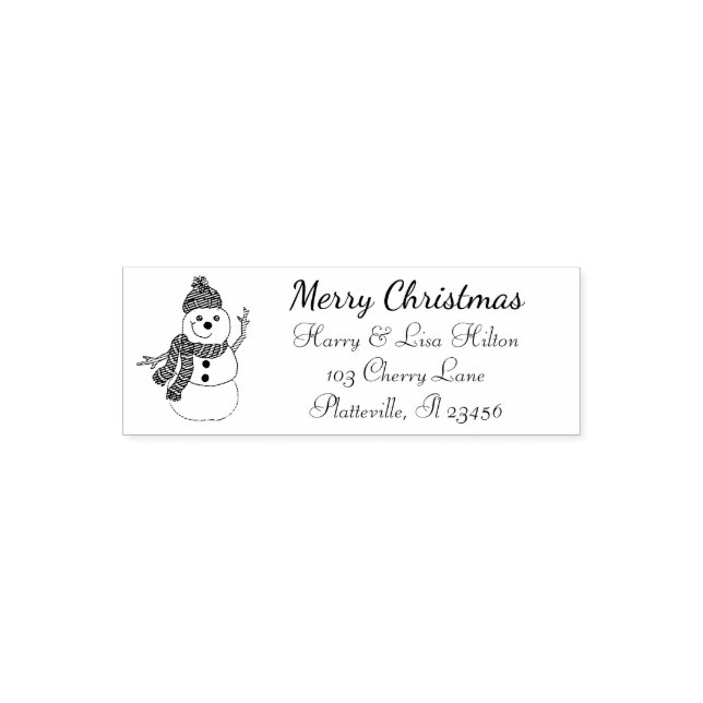 Cute Christmas Snowman Address Label Self-inking Stamp (Design)