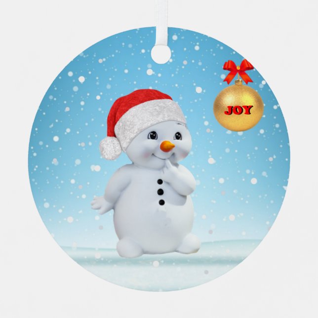 Cute Christmas Snowman and snowflakes Metal Tree Decoration (Front)