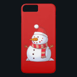 Cute Christmas Snowman iPhone 8 Plus/7 Plus Case<br><div class="desc">A cute Christmas snowman who is kind of chubby and jolly wearing  a striped scarf and a red christmas hat. Festive and fun.</div>