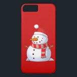 Cute Christmas Snowman iPhone 8 Plus/7 Plus Case<br><div class="desc">A cute Christmas snowman who is kind of chubby and jolly wearing  a striped scarf and a red christmas hat. Festive and fun.</div>
