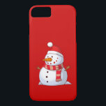 Cute Christmas Snowman iPhone 8/7 Case<br><div class="desc">A cute Christmas snowman who is kind of chubby and jolly wearing  a striped scarf and a red christmas hat. Festive and fun.</div>