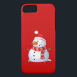 Cute Christmas Snowman iPhone 8/7 Case<br><div class="desc">A cute Christmas snowman who is kind of chubby and jolly wearing  a striped scarf and a red christmas hat. Festive and fun.</div>