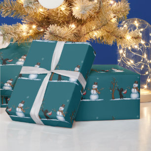 Cute Christmas Snowman Cats Lover Xmas Winter Wrapping Paper