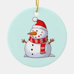 Cute Christmas Snowman Ceramic Tree Decoration