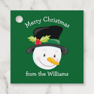 Cute Christmas Snowman Custom Green From Party Favour Tags