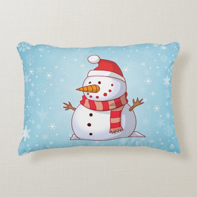 Cute Christmas Snowman Decorative Cushion (Front)
