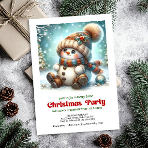 Cute Christmas snowman digital download party card