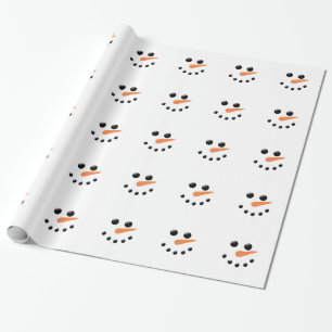 Cute Christmas Snowman Face Winter Holiday Xmas Wrapping Paper