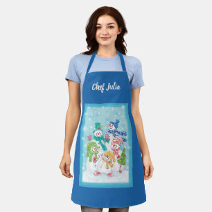 Cute Christmas Snowman Family in the Snow Apron