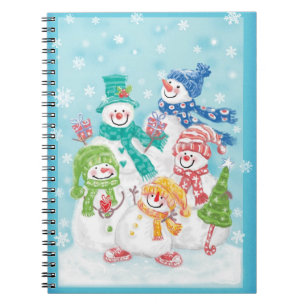 Cute Christmas Snowman Family in the Snow Notebook