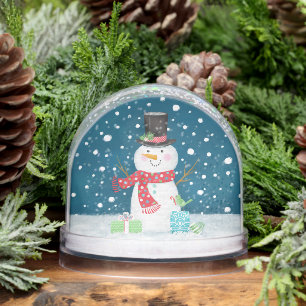 Cute Christmas snowman Family Photo Snowglobe