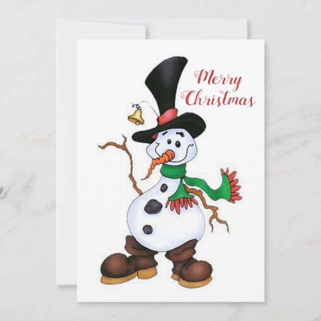Cute Christmas Snowman Holiday Card (Front)