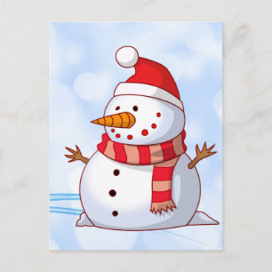 Cute Christmas Snowman Holiday Postcard