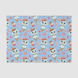 Cute Christmas Snowman Ice Cream and Candy Canes  Tissue Paper