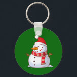 Cute Christmas Snowman Key Ring<br><div class="desc">A cute Christmas snowman who is kind of chubby and jolly wearing  a striped scarf and a red christmas hat. Festive and fun.</div>