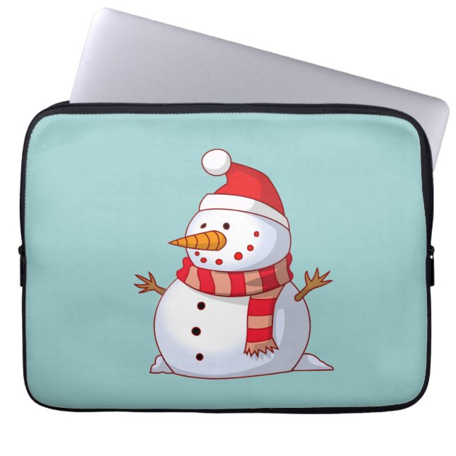 Cute Christmas Snowman Laptop Sleeve (Front)