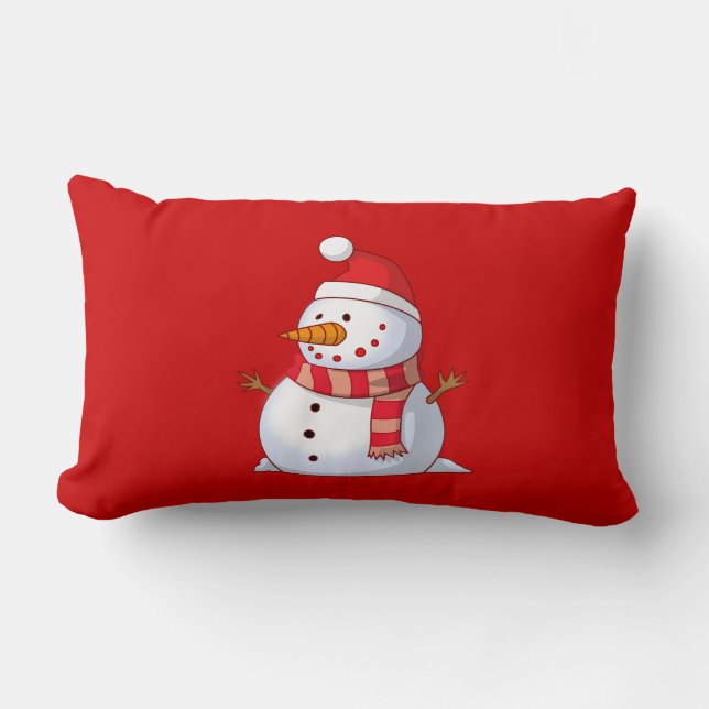 Cute Christmas Snowman Lumbar Cushion (Front)