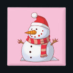 Cute Christmas Snowman Magnet<br><div class="desc">A cute Christmas snowman who is kind of chubby and jolly wearing  a striped scarf and a red christmas hat. Festive and fun.</div>
