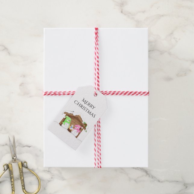 Cute Christmas Snowman Manger Gift Tags (With Twine)