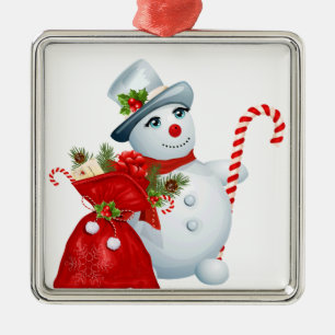 Cute Christmas Snowman Metal Tree Decoration