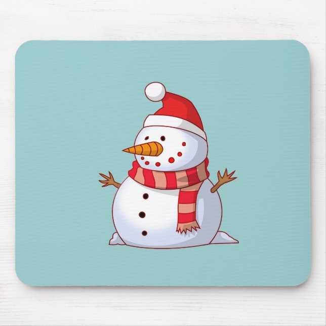 Cute Christmas Snowman Mouse Mat (Front)